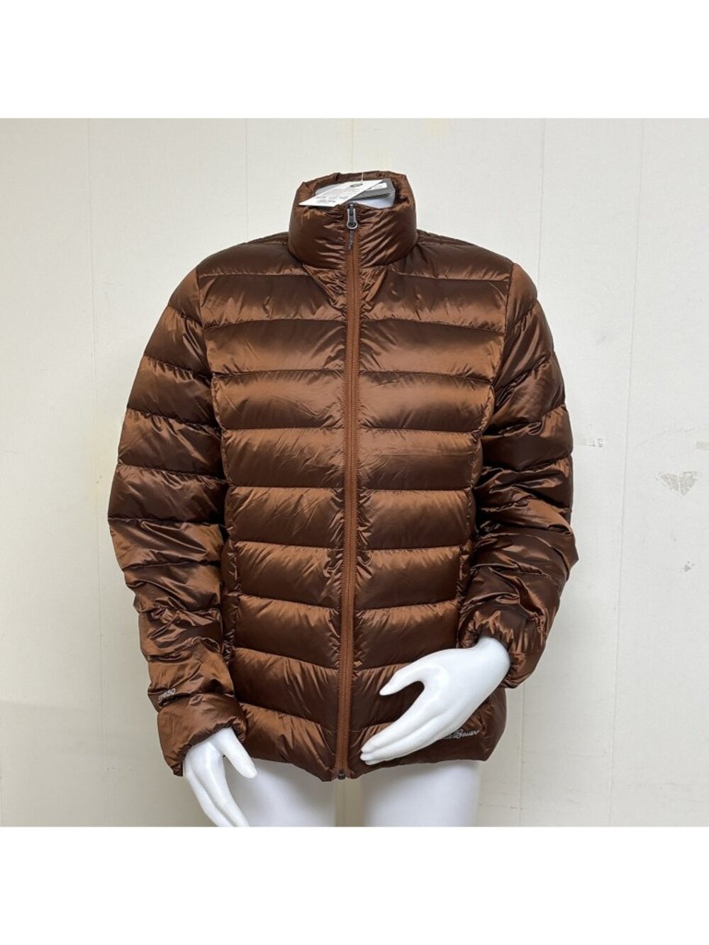 Eddie Bauer 650 Down Puffer Jacket Womens XL Copper Lightweight Zip Packable